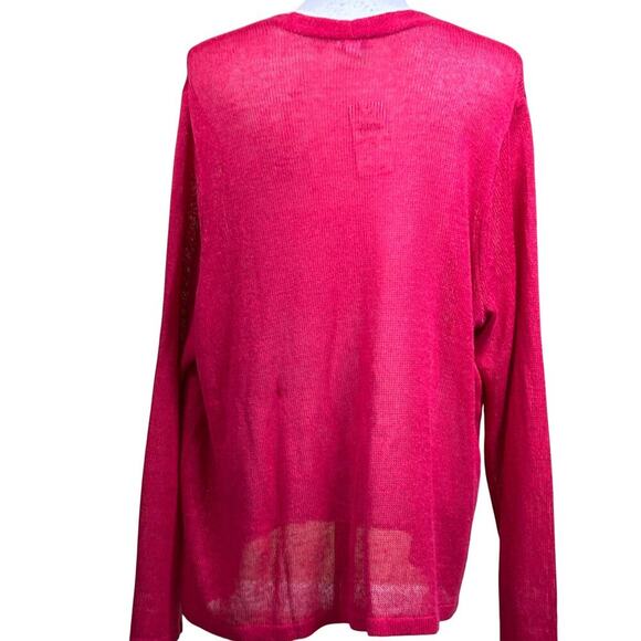 J. Jill berry red linen/rayon sweater, 2X, NWT, elevated basics, coastal, travel - Picture 3 of 7